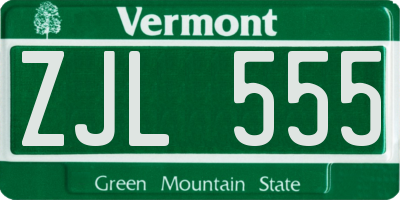 VT license plate ZJL555