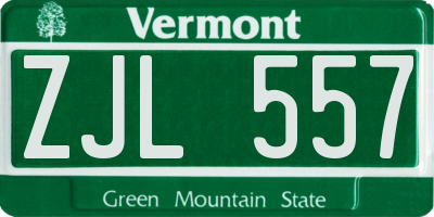 VT license plate ZJL557