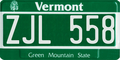 VT license plate ZJL558