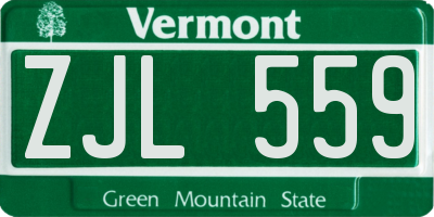 VT license plate ZJL559
