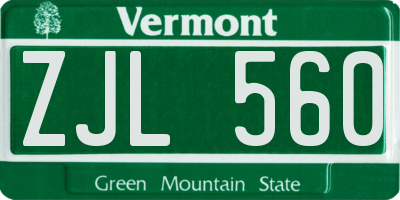 VT license plate ZJL560