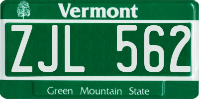 VT license plate ZJL562