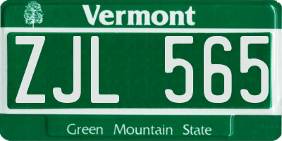 VT license plate ZJL565