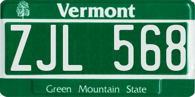 VT license plate ZJL568