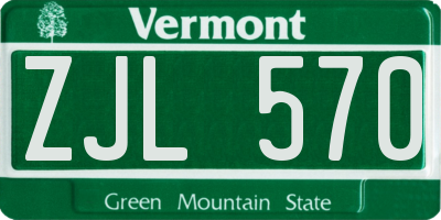 VT license plate ZJL570