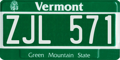VT license plate ZJL571