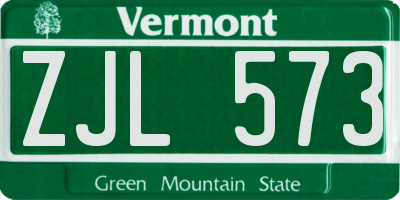VT license plate ZJL573