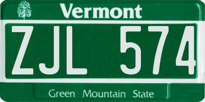 VT license plate ZJL574