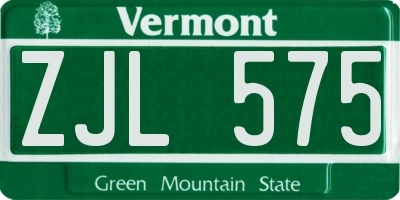 VT license plate ZJL575
