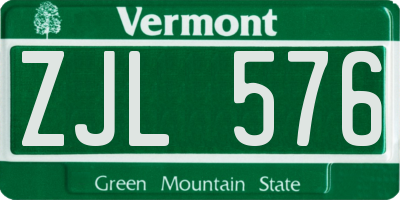 VT license plate ZJL576