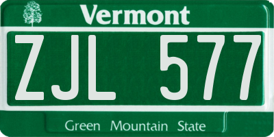 VT license plate ZJL577