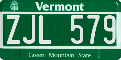 VT license plate ZJL579