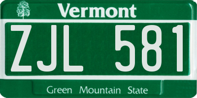 VT license plate ZJL581