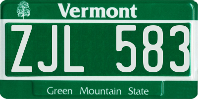 VT license plate ZJL583