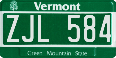 VT license plate ZJL584