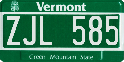 VT license plate ZJL585