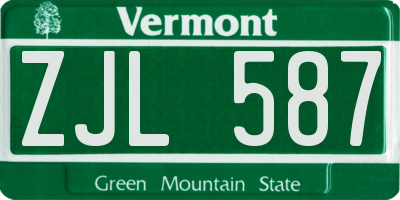 VT license plate ZJL587
