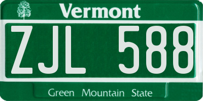 VT license plate ZJL588