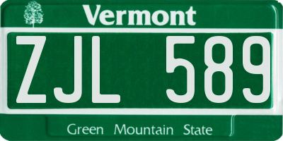 VT license plate ZJL589