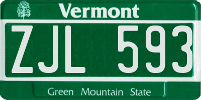 VT license plate ZJL593
