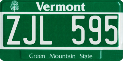 VT license plate ZJL595