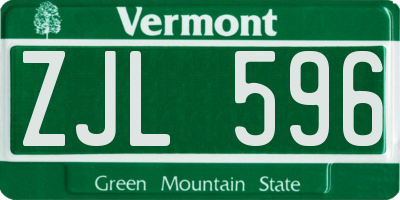 VT license plate ZJL596