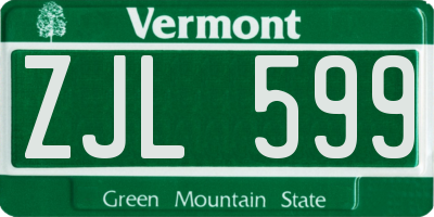 VT license plate ZJL599