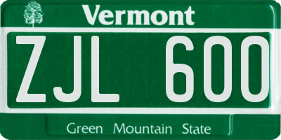 VT license plate ZJL600