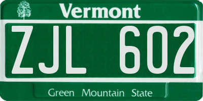 VT license plate ZJL602