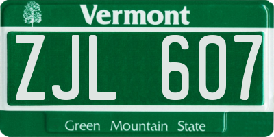 VT license plate ZJL607