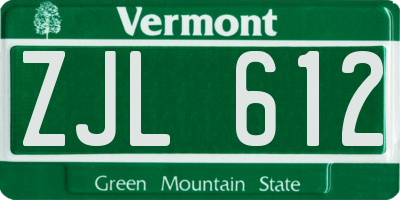 VT license plate ZJL612