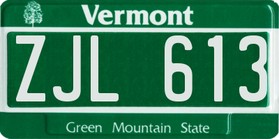VT license plate ZJL613