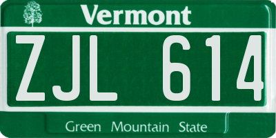 VT license plate ZJL614