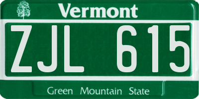 VT license plate ZJL615