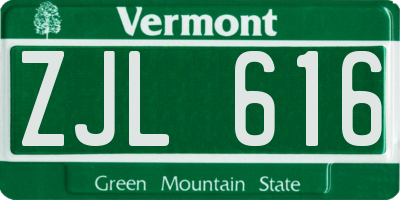 VT license plate ZJL616