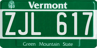 VT license plate ZJL617