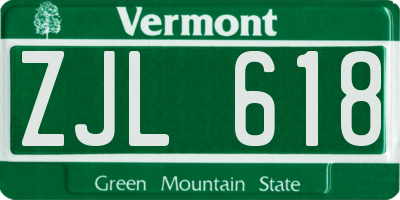 VT license plate ZJL618