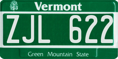 VT license plate ZJL622