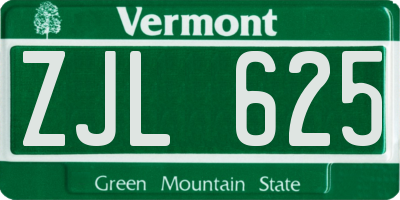 VT license plate ZJL625