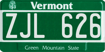 VT license plate ZJL626