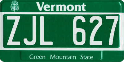 VT license plate ZJL627