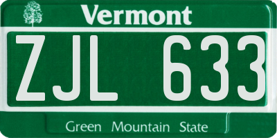 VT license plate ZJL633