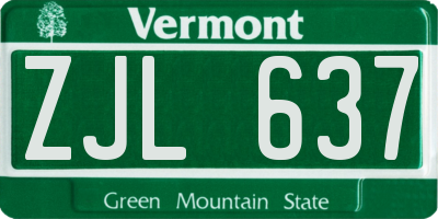 VT license plate ZJL637
