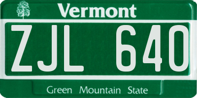 VT license plate ZJL640