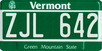 VT license plate ZJL642
