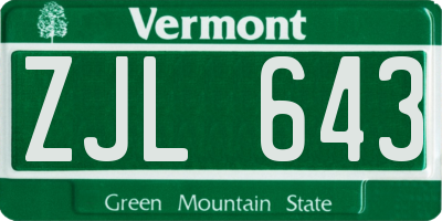 VT license plate ZJL643