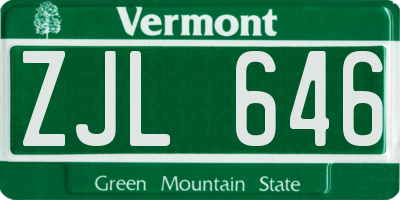 VT license plate ZJL646
