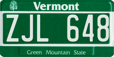 VT license plate ZJL648