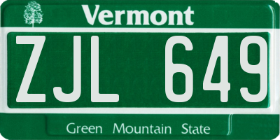 VT license plate ZJL649