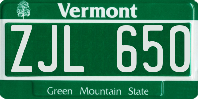VT license plate ZJL650